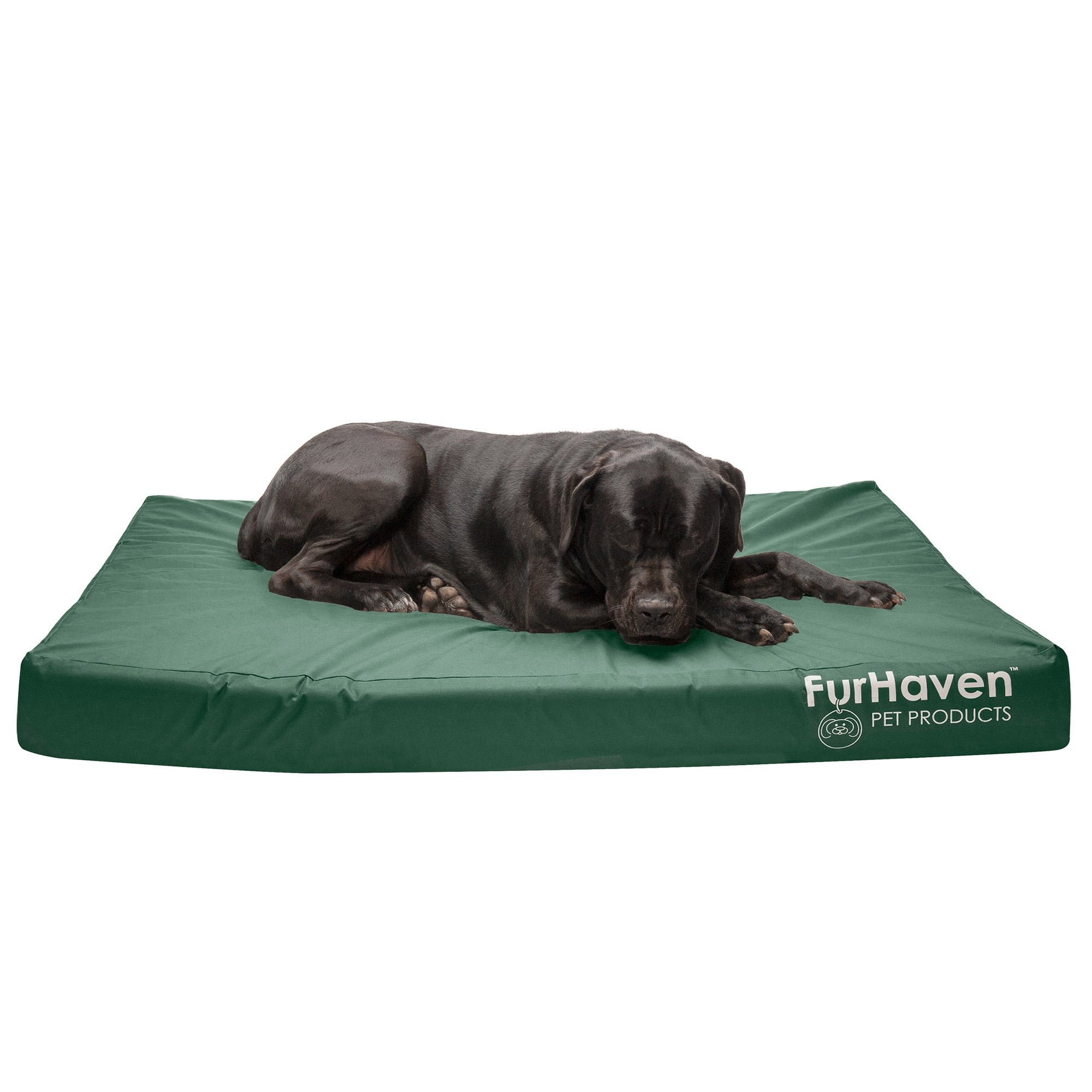 FurHaven | Deluxe Full Support Orthopedic Oxford Indoor/Outdoor Water-Resistant Pet Bed for Dogs and Cats， Forest， Jumbo Plus