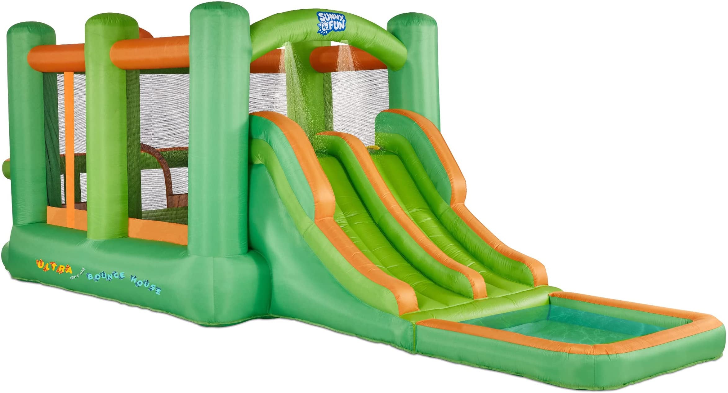 Sunny and Fun Inflatable Water Slide， Nylon Blow up Pool and Bounce House for Child
