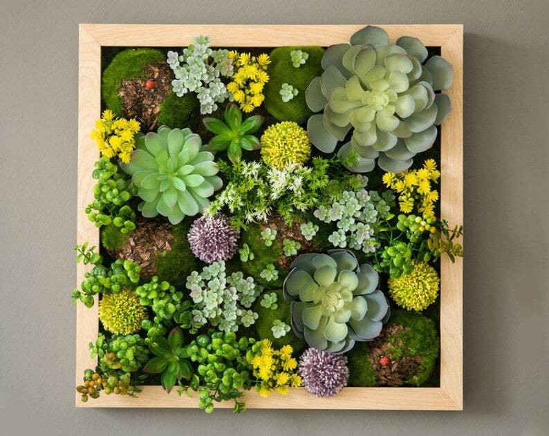 Faux Plant Succulent Wall, Faux Greenery Foliage With Stem, Fake Succu