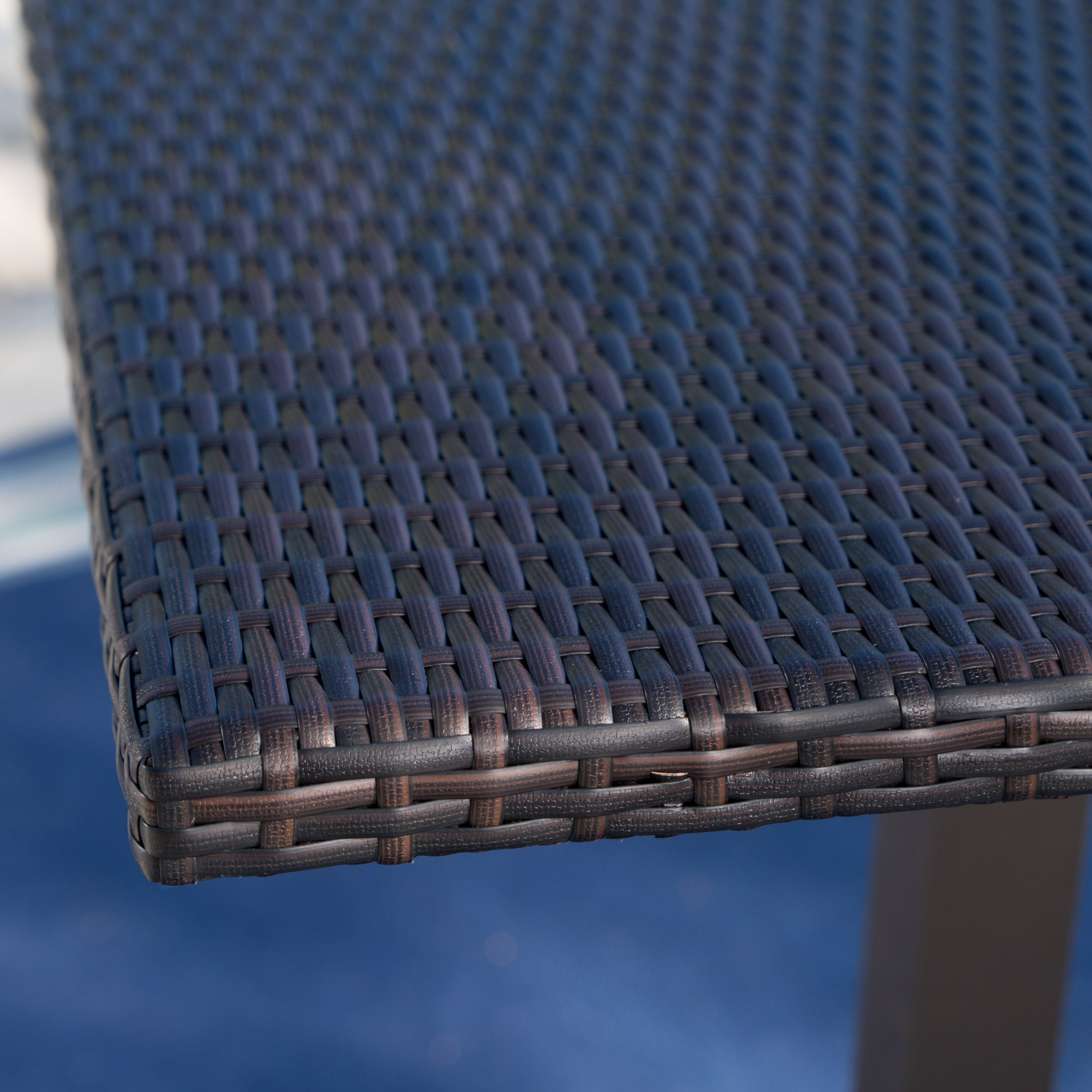 Lester Outdoor 3 Piece Square Multi-brown Wicker Bar Set