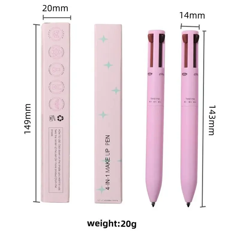 4-in-1 Touch Up Makeup Pen Private Label Eyeliner Lip Liner Highlighter Eyebrow Pencil