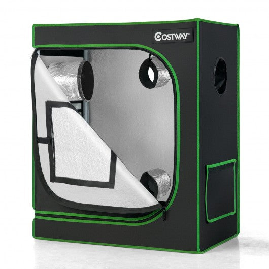 30 andtimes; 18 andtimes; 36 Inch Mylar Hydroponic Grow Tent with Observation Window and Floor Tray-Black