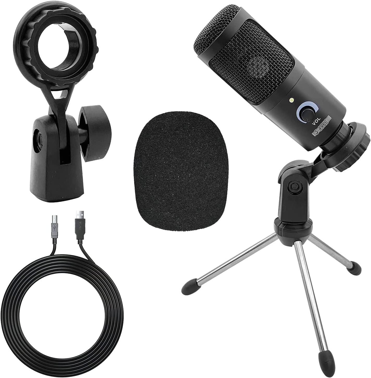 5Core Premium Pro Audio Condenser Recording Microphone Podcast Gaming Studio Mic RM BLK TRI
