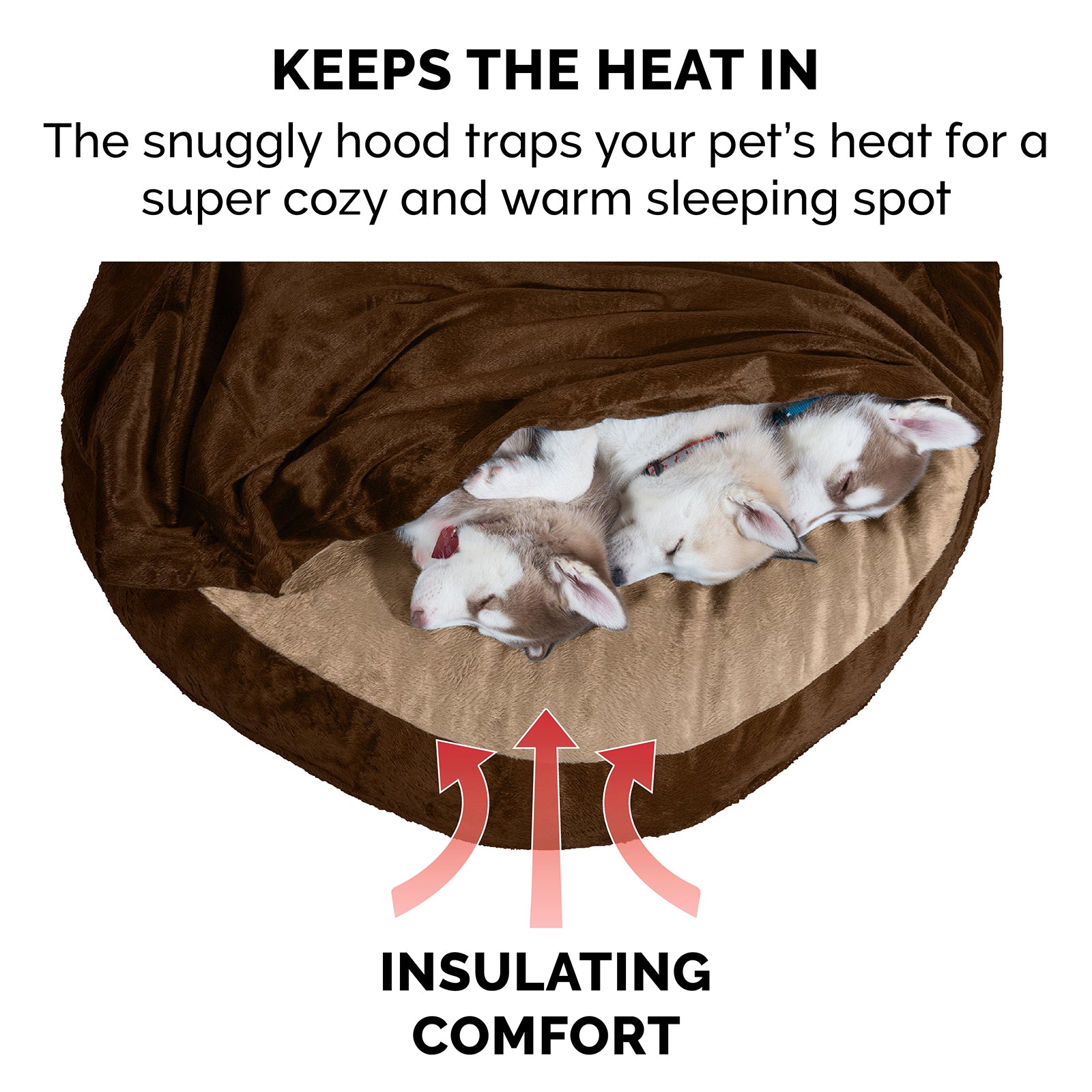 FurHaven Pet Dog Bed | Orthopedic Microvelvet Snuggery Burrow Pet Bed for Dogs and Cats， Espresso， 26-inch