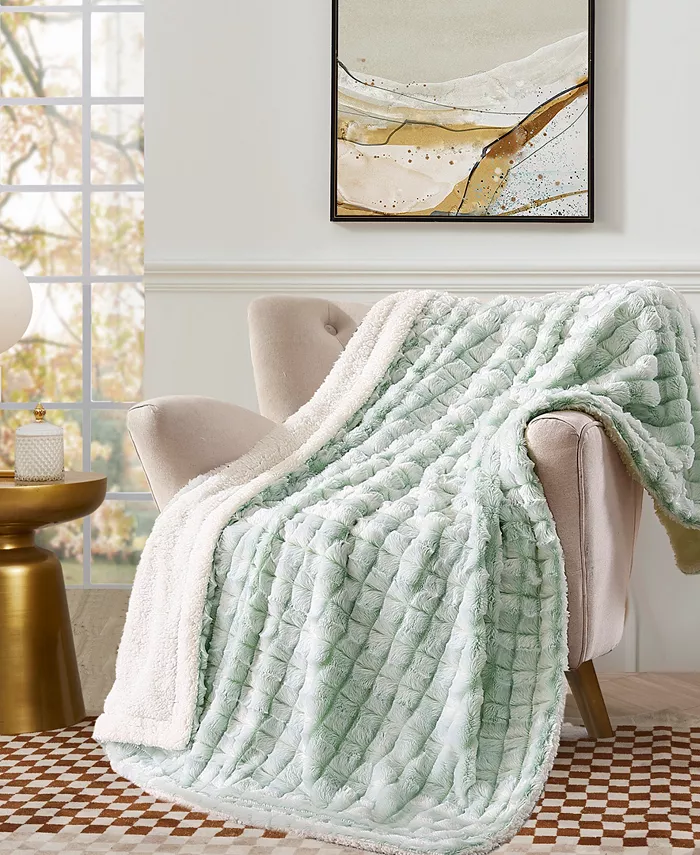 Royal Luxe Reversible Micromink to Faux-Sherpa Tie-Dye Throw， 50