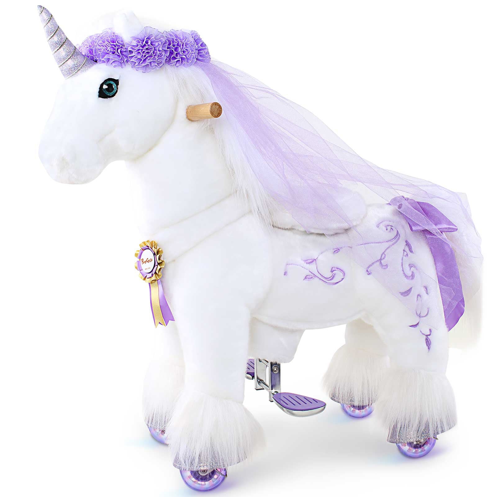 PonyCycle Ride On Unicorn Walking Animal Plush Pony Toy  Age 3-5 Purple