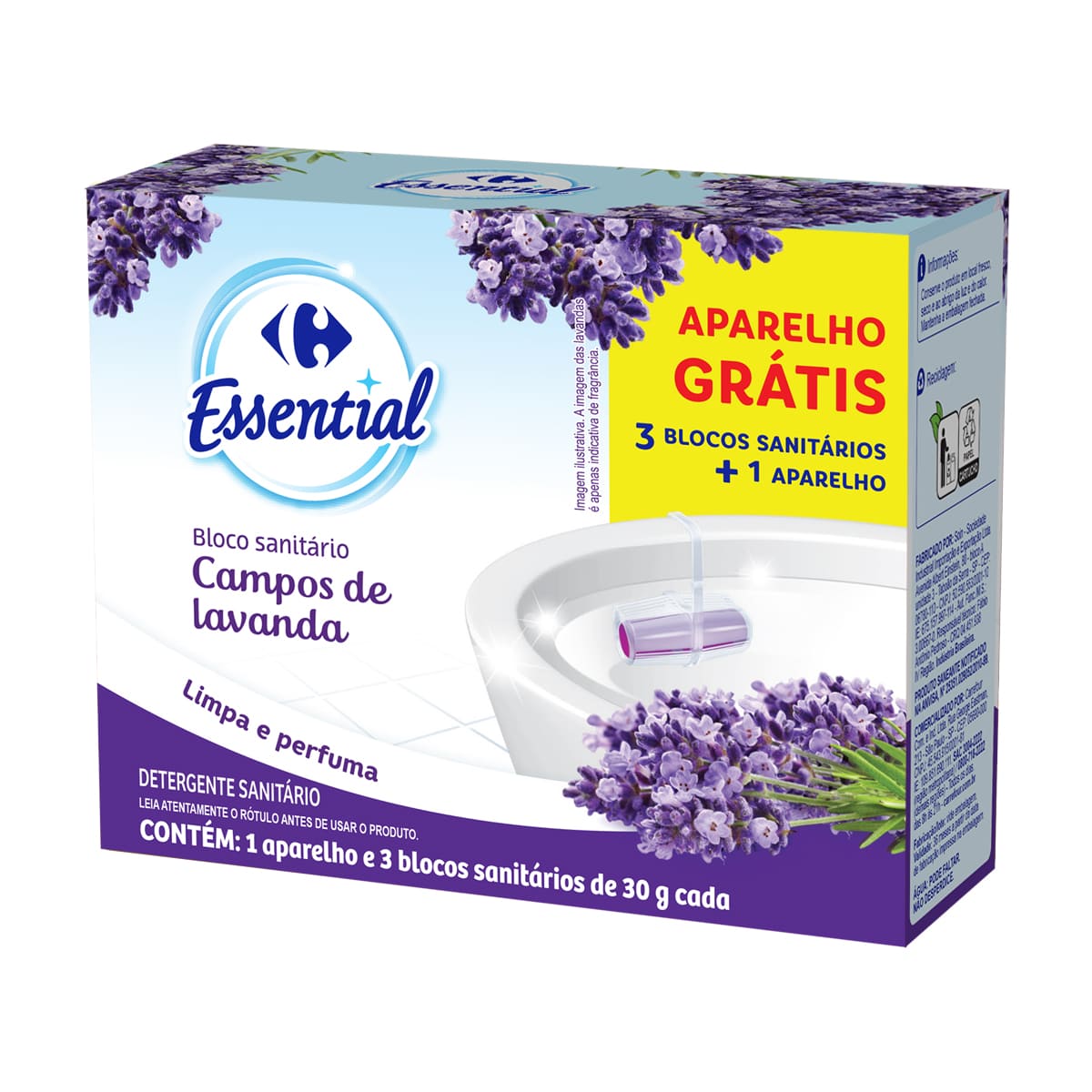 Bloco Sanitario + Aparelho Carrefour Essential Lavanda 90 g