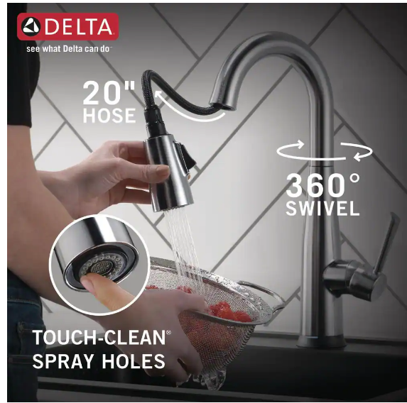 Delta Essa Touch2O Technology Single-Handle Bar Faucet in Arctic Stainless with MagnaTite Docking