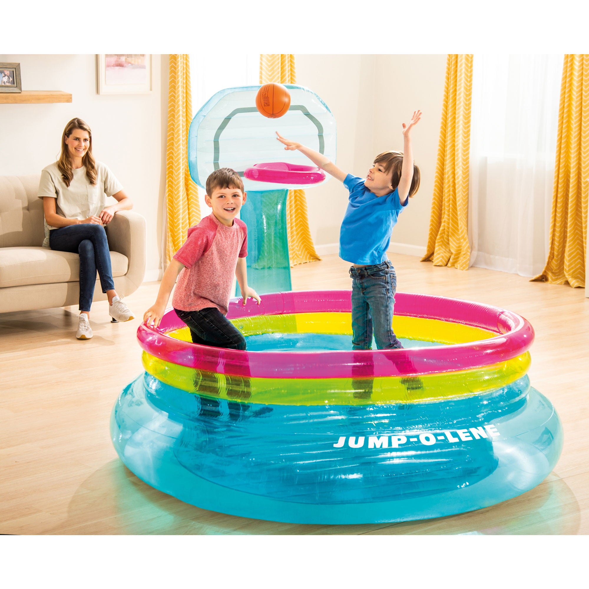 Intex Shoot N Bounce - Jump O Lene Indoor Kids Basketball Hoop Inflatable Bouncer