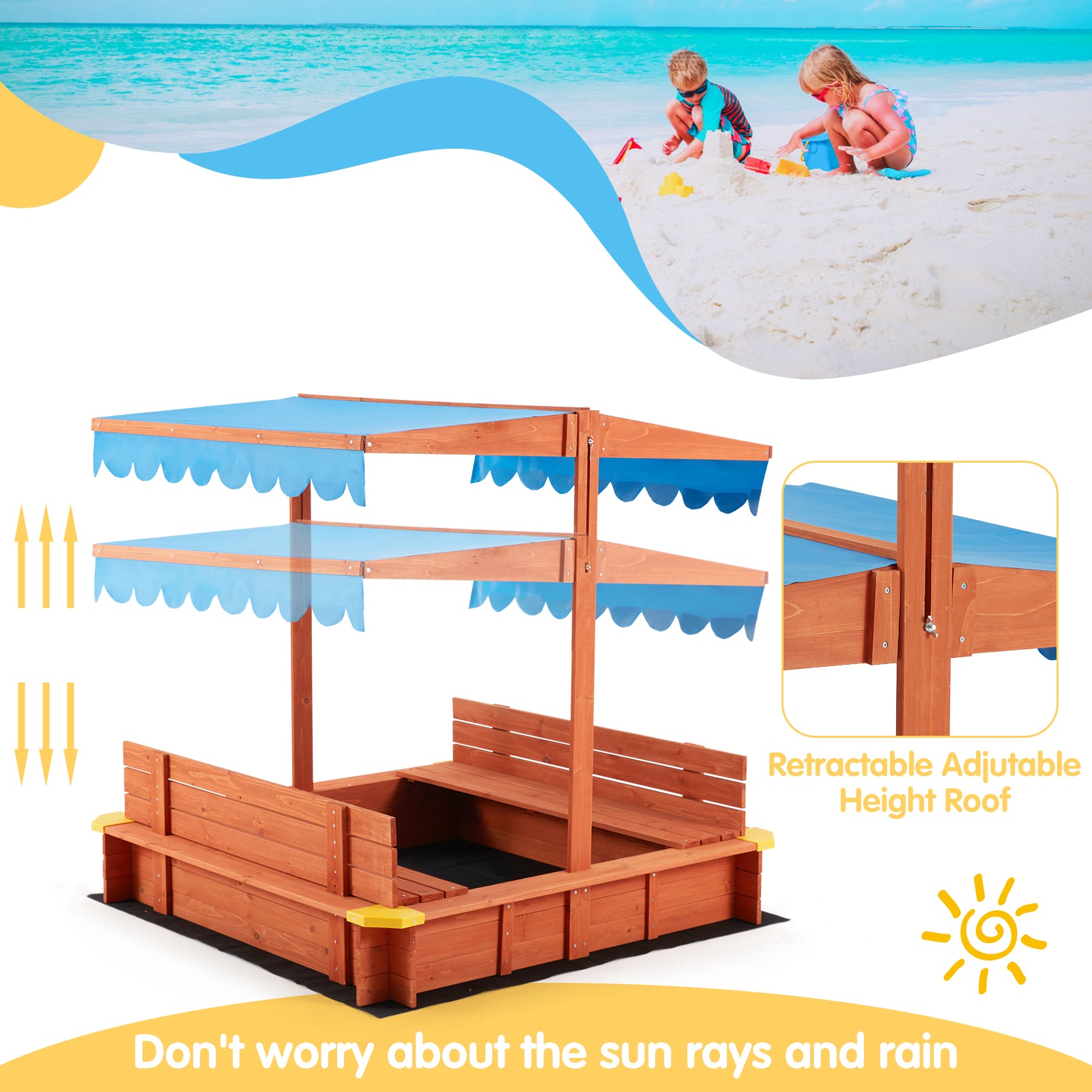 AVAWING Kids Sandbox with Canopy(47.2