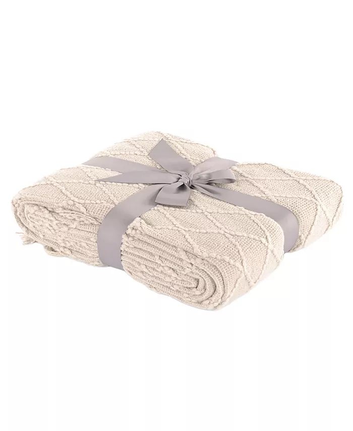 Battilo Home Knit Diamond Patterned Throw， 50