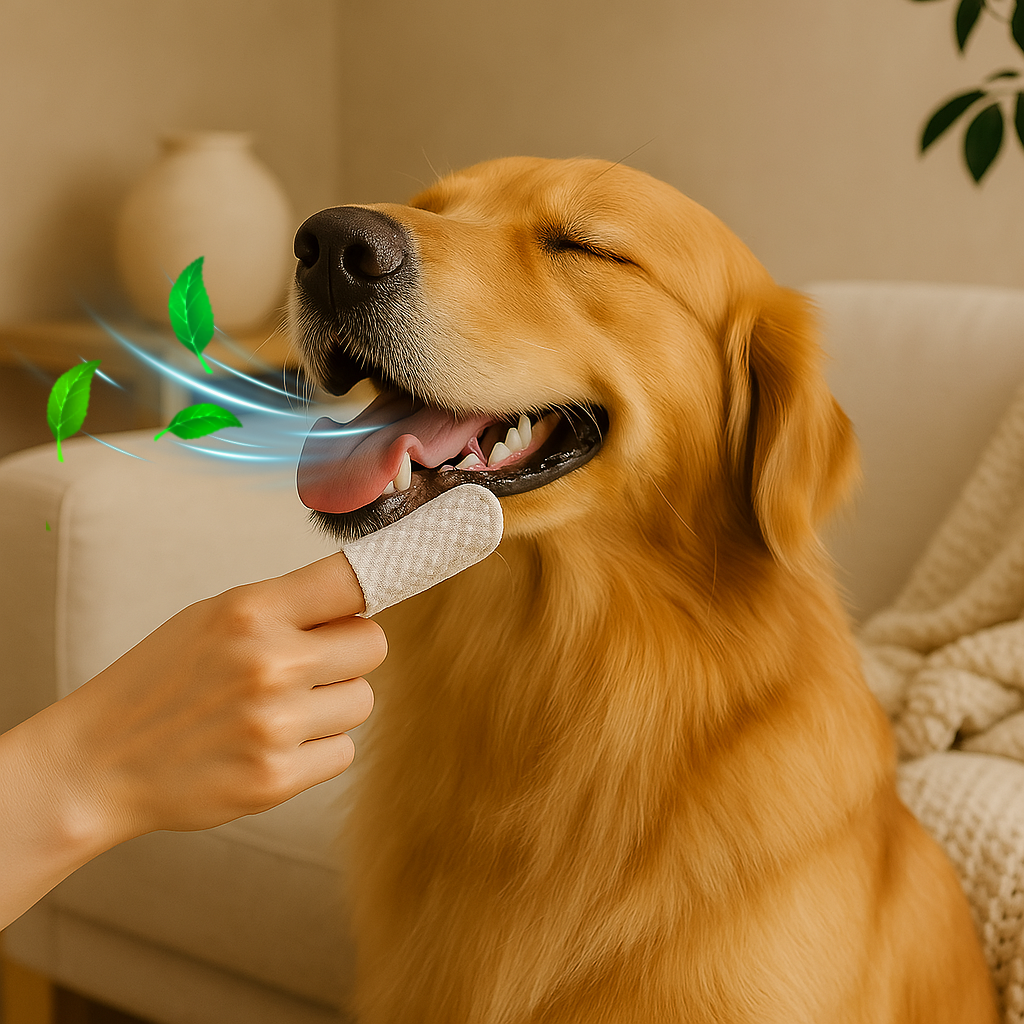 Dog Dental Wipes | Finger Tooth Cleaning Wipes for Dogs – Removes Plaque & Freshens Breath