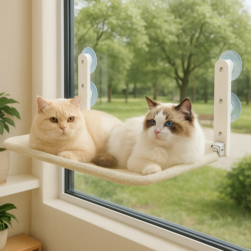 SkyView Cat Window Hammock | Foldable Cat Bed with Suction Cups for Windows