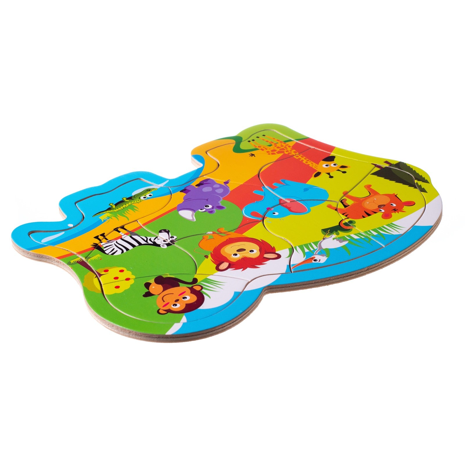 Eliiti Wooden Safari Animals Jigsaw Puzzle for Toddlers 2 to 4 Years Old Boys Girls