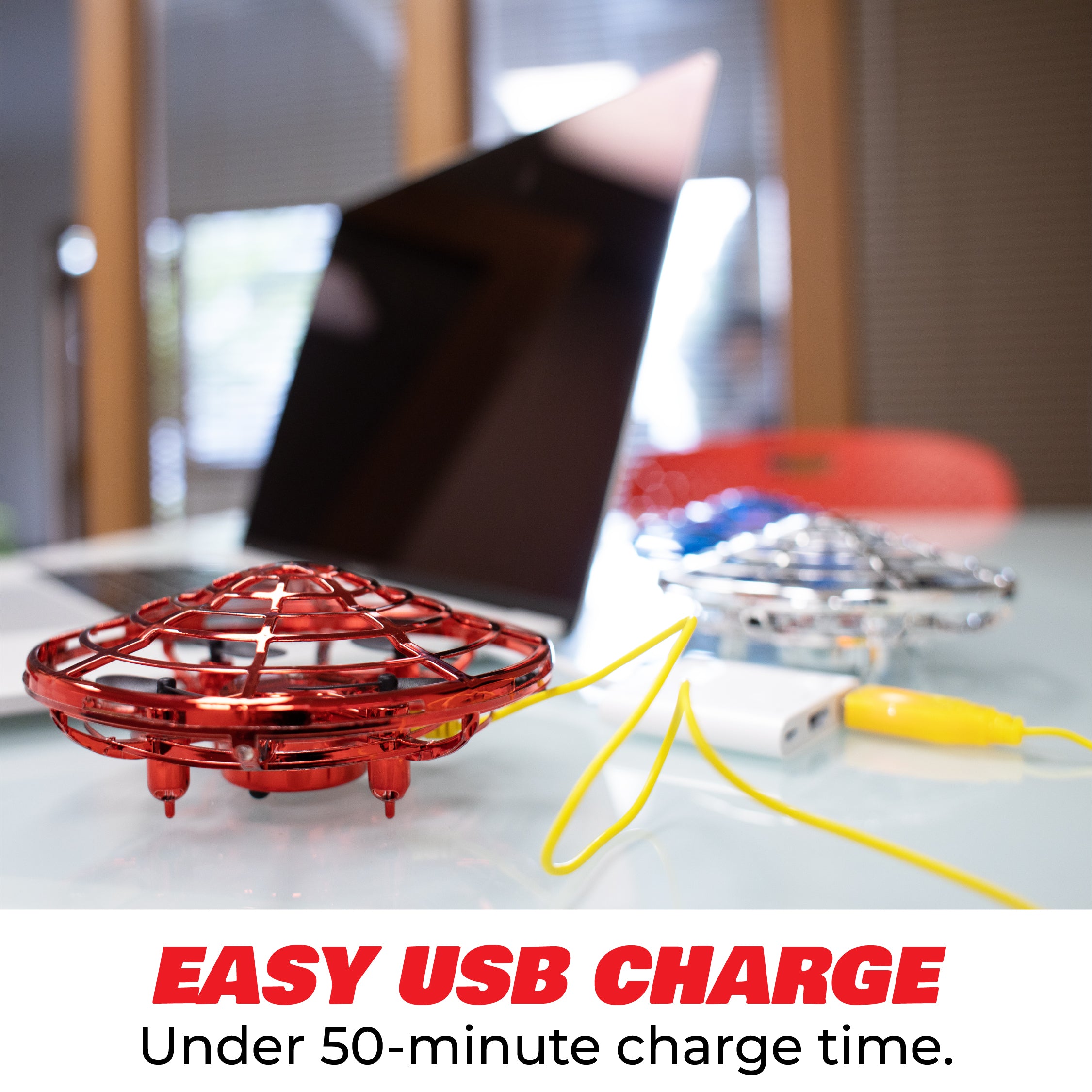 Force1 Scoot Hand Operated Drone for Kids - Red Indoor UFO Flying Toy Drone