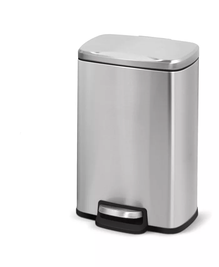 Mega Casa 1.3 Gal. 5 Liter Rectangular Stainless Steel Step-on Trash Can for Bathroom and Office