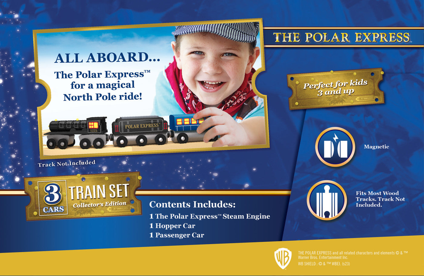 MasterPieces Wood Train Sets - The Polar Express 3 Piece Train Set