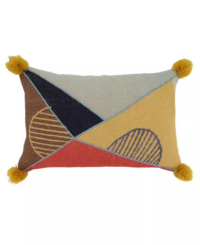 Saro Lifestyle Geometric Embroidered Decorative Pillow， 16