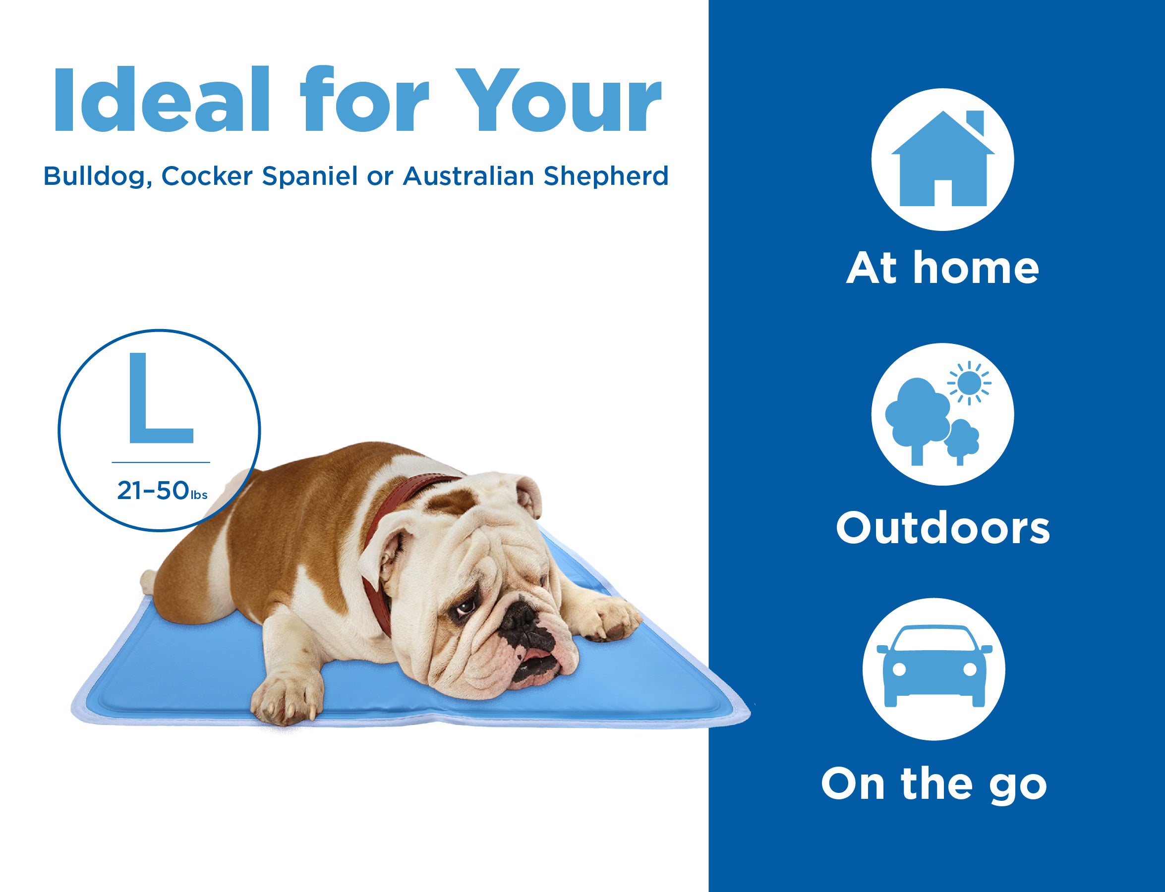 CHILLZ Pressure Activated Cooling Pad for Dogs， Large - Blue， 36 x 20 inches