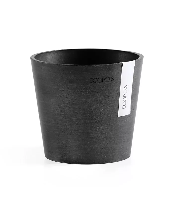 ECOPOTS Amsterdam Round Plastic Flower Pot， Dark Grey， 5