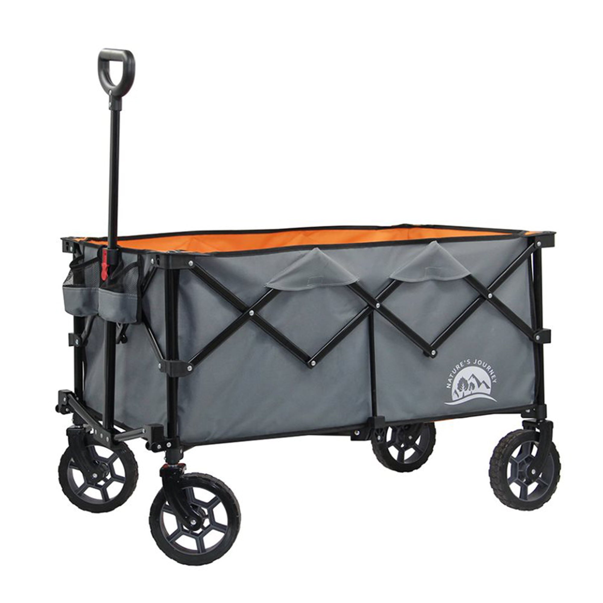 Maxwell Outdoors Nature's Journey Collapsible Camping Wagon， Grey/Orange
