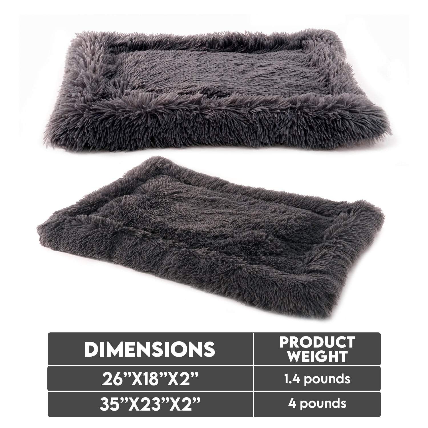 Precious Tails Eyelash Faux Fur Bordered Cat Dog Crate Mat - Small