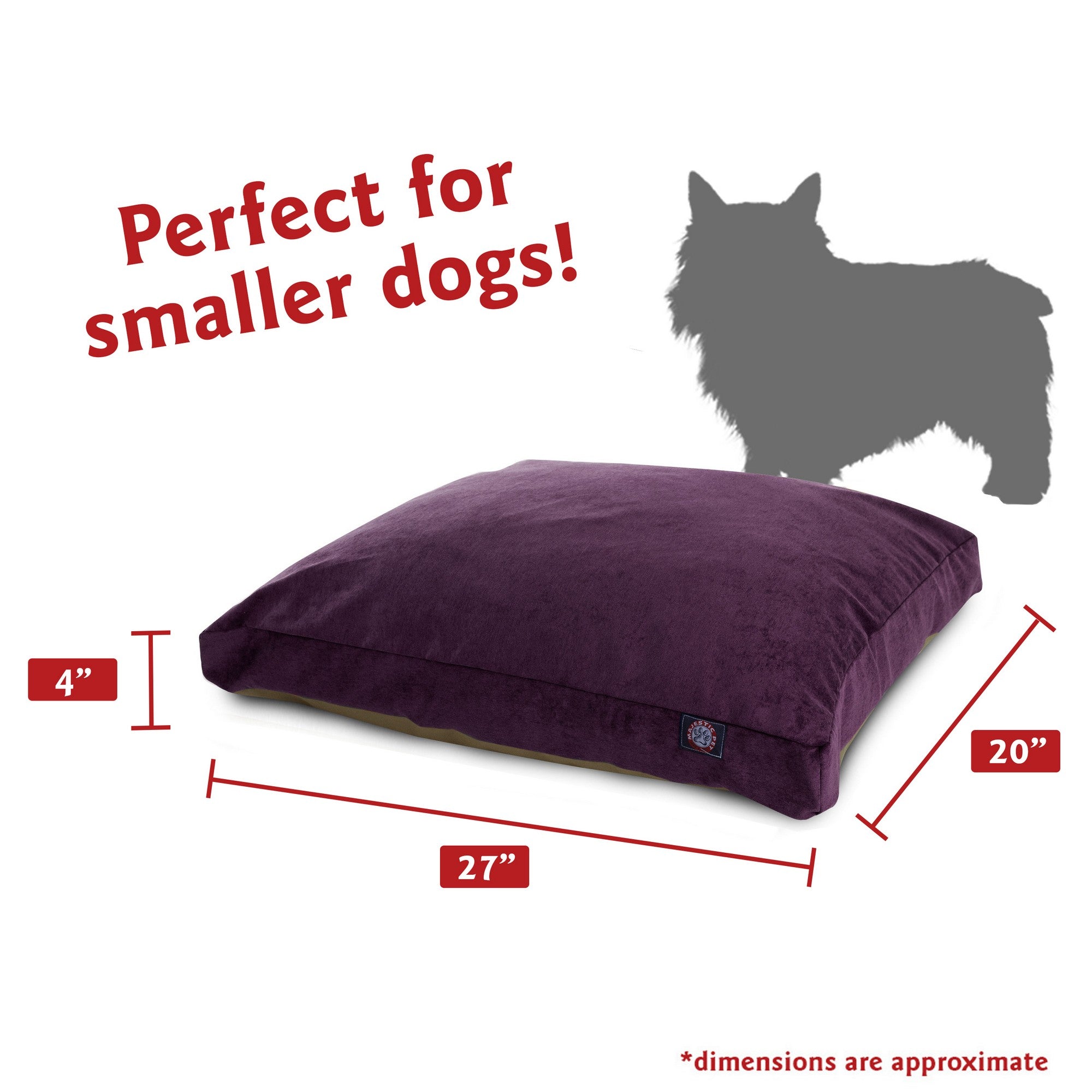 Majestic Pet | Villa Velvet Shredded Memory Foam Rectangle Pet Bed For Dogs， Removable Cover， Aubergine， Small