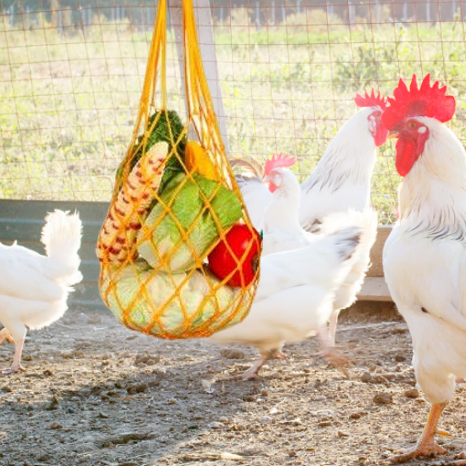 Chicken Vegetable String Bag Feeder Skewers Lettuce Hanger for Chicken House yellow