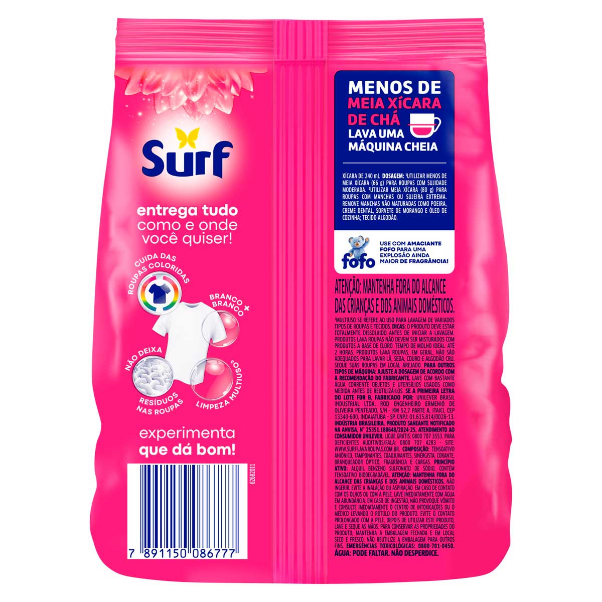 Lava Roupas Sanitizante em Po Surf 5 em 1 Rosas e Flor de Lis 800 g