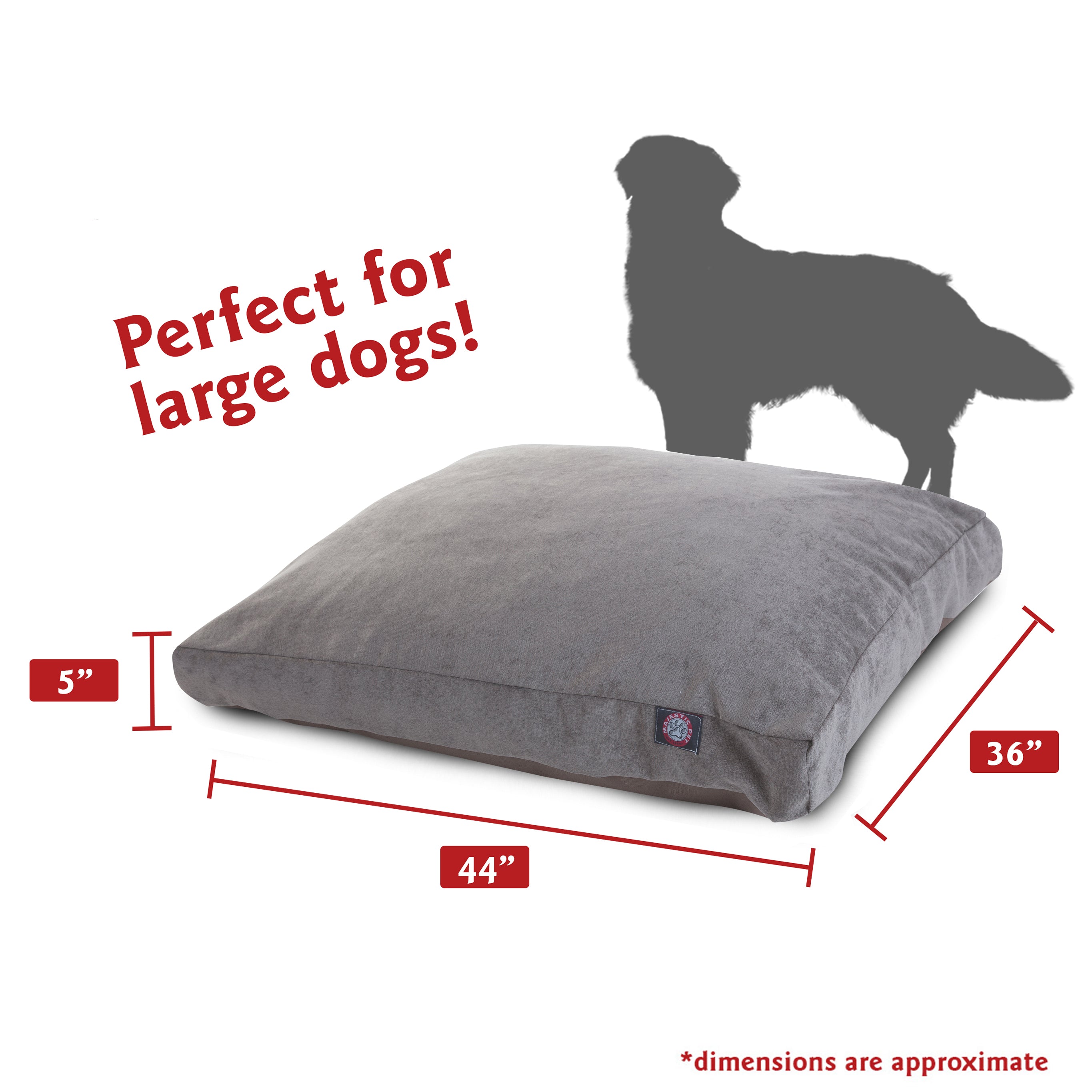 Majestic Pet | Villa Velvet Rectangle Pet Bed For Dogs， Removable Cover， Vintage， Large