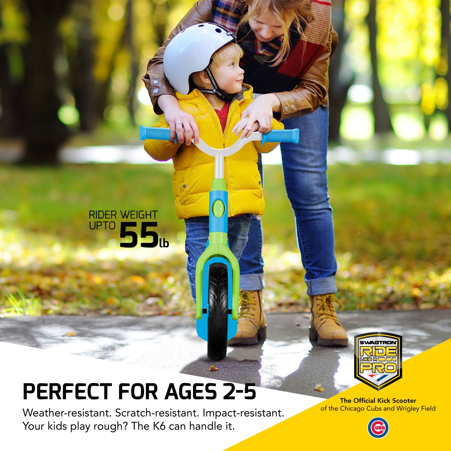 Swagtron K6 Convertible 4-in-1 Toddler Scooter and Balance Bike， Blue