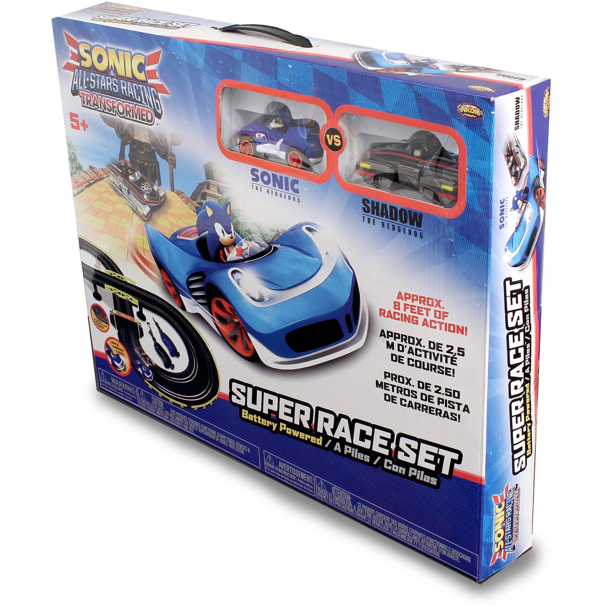 NKOK Sonic the Hedgehog All Stars Racing Transformed R/C Slot Car Set Race Set， Sonic and Shadow