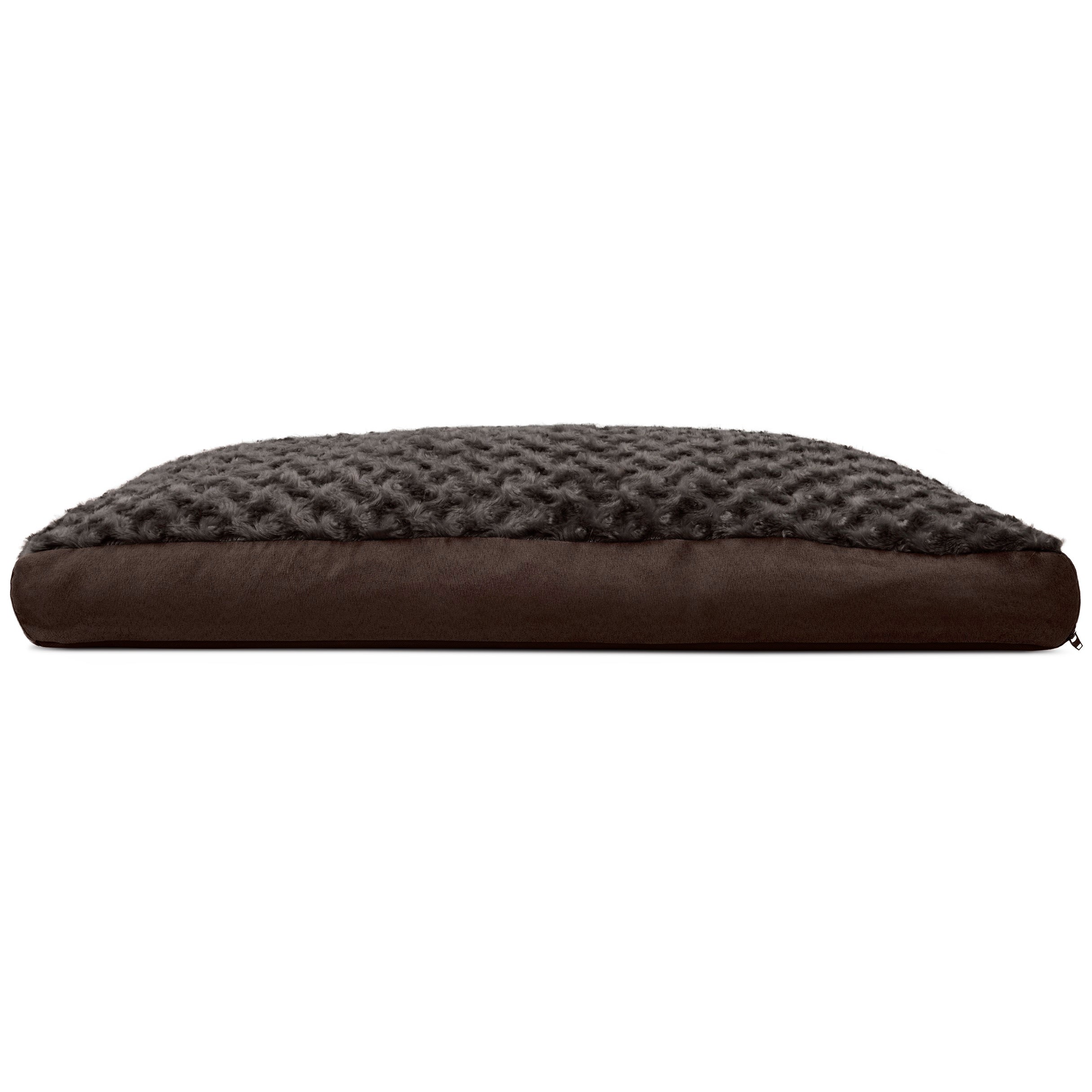FurHaven Pet Products | Deluxe Plush Pillow Pet Bed for Dogs and Cats， Chocolate， Medium