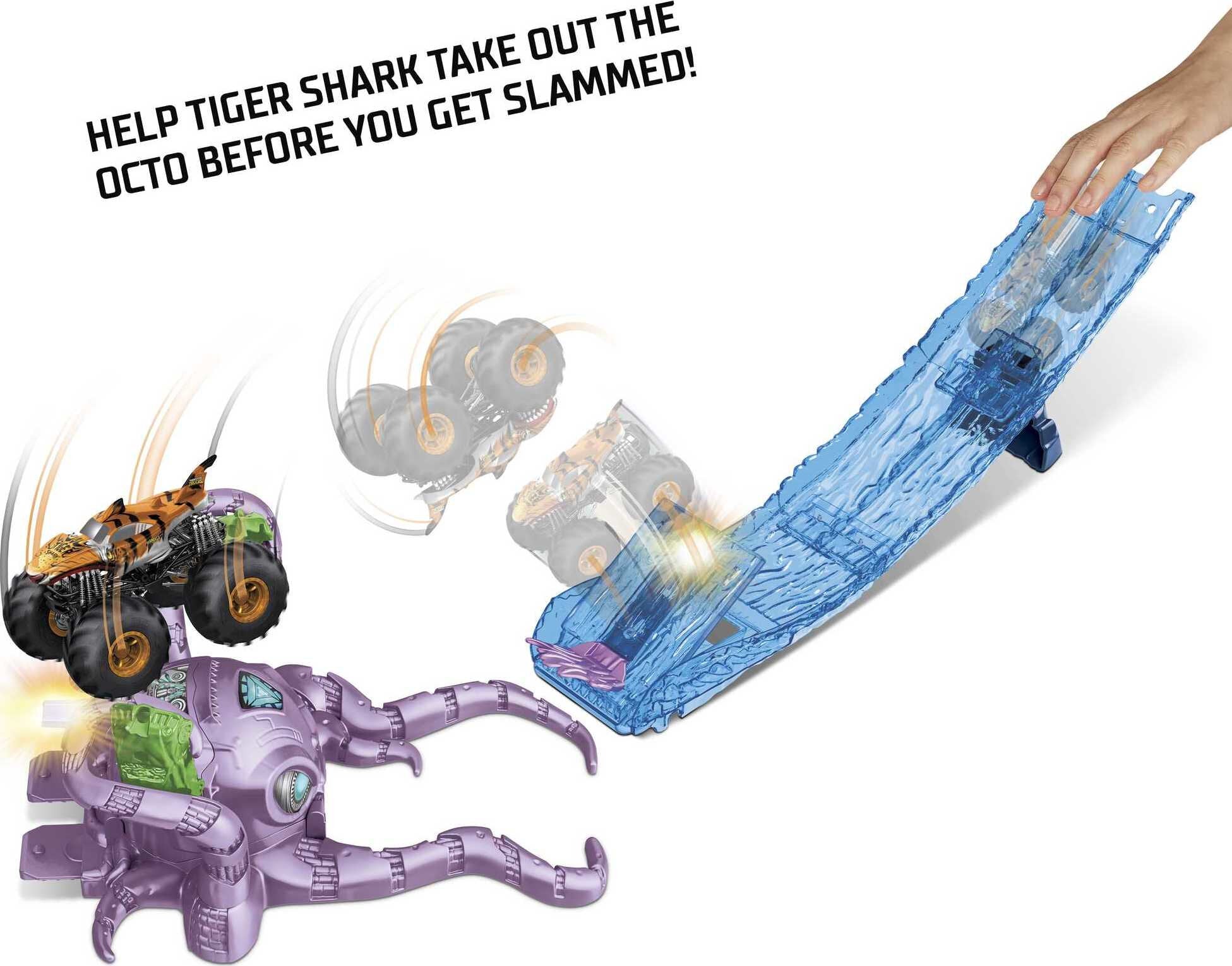 Hot Wheels Monster Trucks Octo-Slam Hero Playset with 1 Die-Cast Vehicle