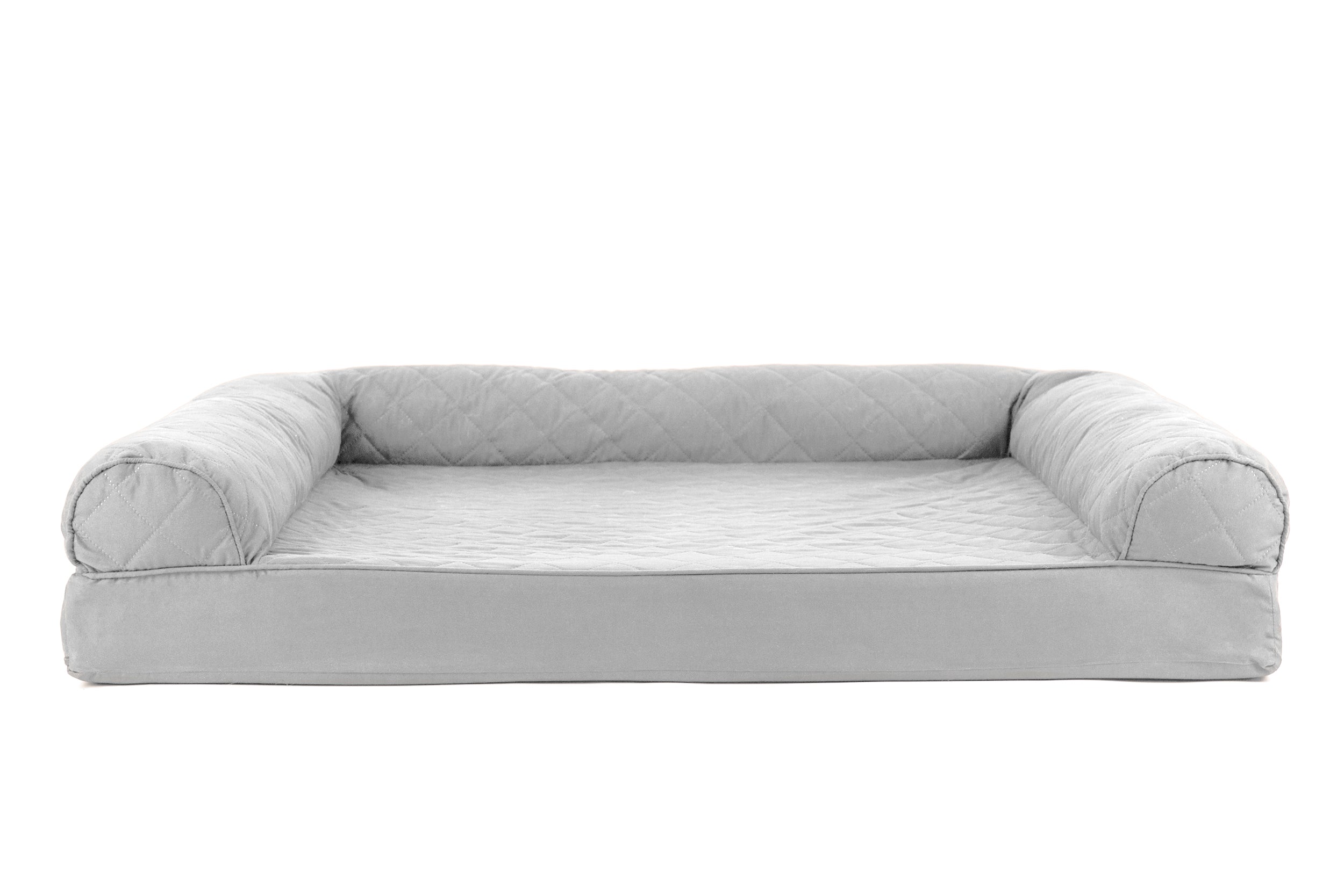 FurHaven Pet Products | Memory Foam Quilted Sofa Pet Bed for Dogs and Cats - Silver Gray， Jumbo