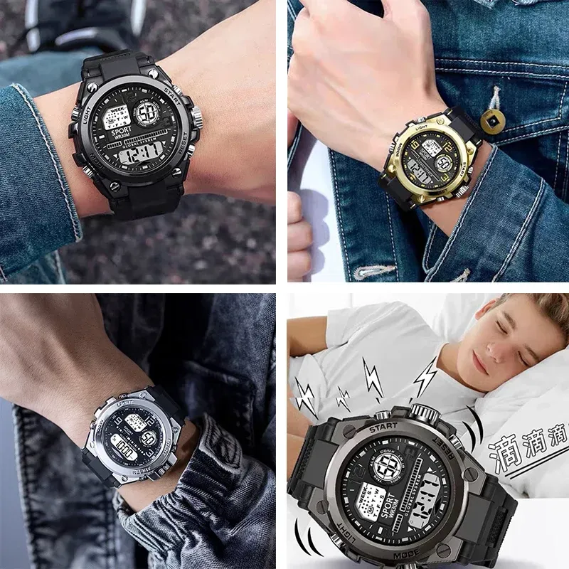 LIUYANGTIAN Men's Sports Watch Waterproof Luminous Alarm Clock Men LED Digital Watch Large dial Electronic Wristwatch for Man