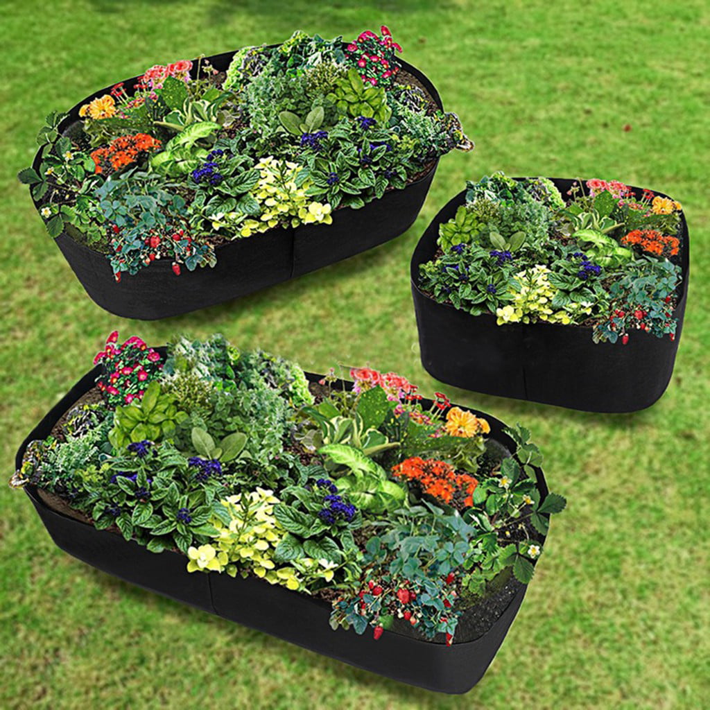 Toyfunny Fabric Raised Garden Bed Rectangle Breathable Planting Container Growth Bag