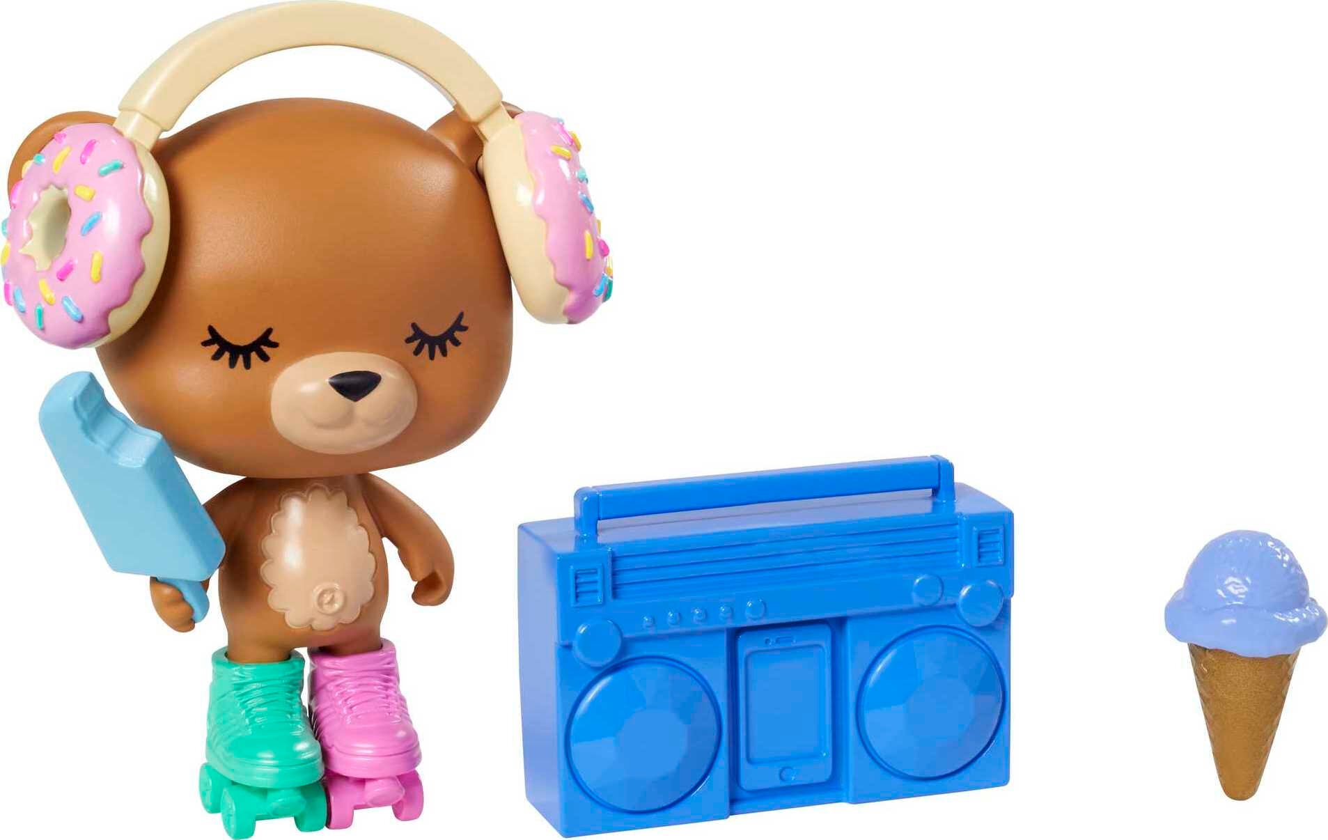 Barbie Extra Doll 8 In Varsity Jacket With Furry Arms and Pet Teddy Bear