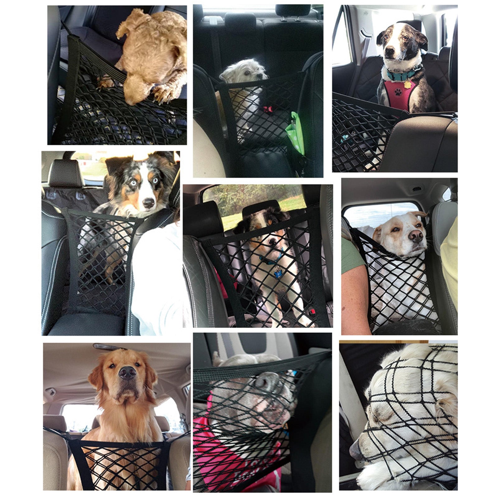 EEEkit Dog Car Net Barrier Back Seat Pet Barrier Auto Safety Mesh Organizer Universal Stretchable Storage Bag Pet Disturb Stopper for Driving Safely with Children and Pets， Black