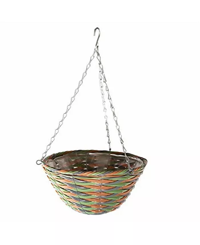 Gardener's Select Woven Plastic Rattan Hanging Basket， 12in Diameter