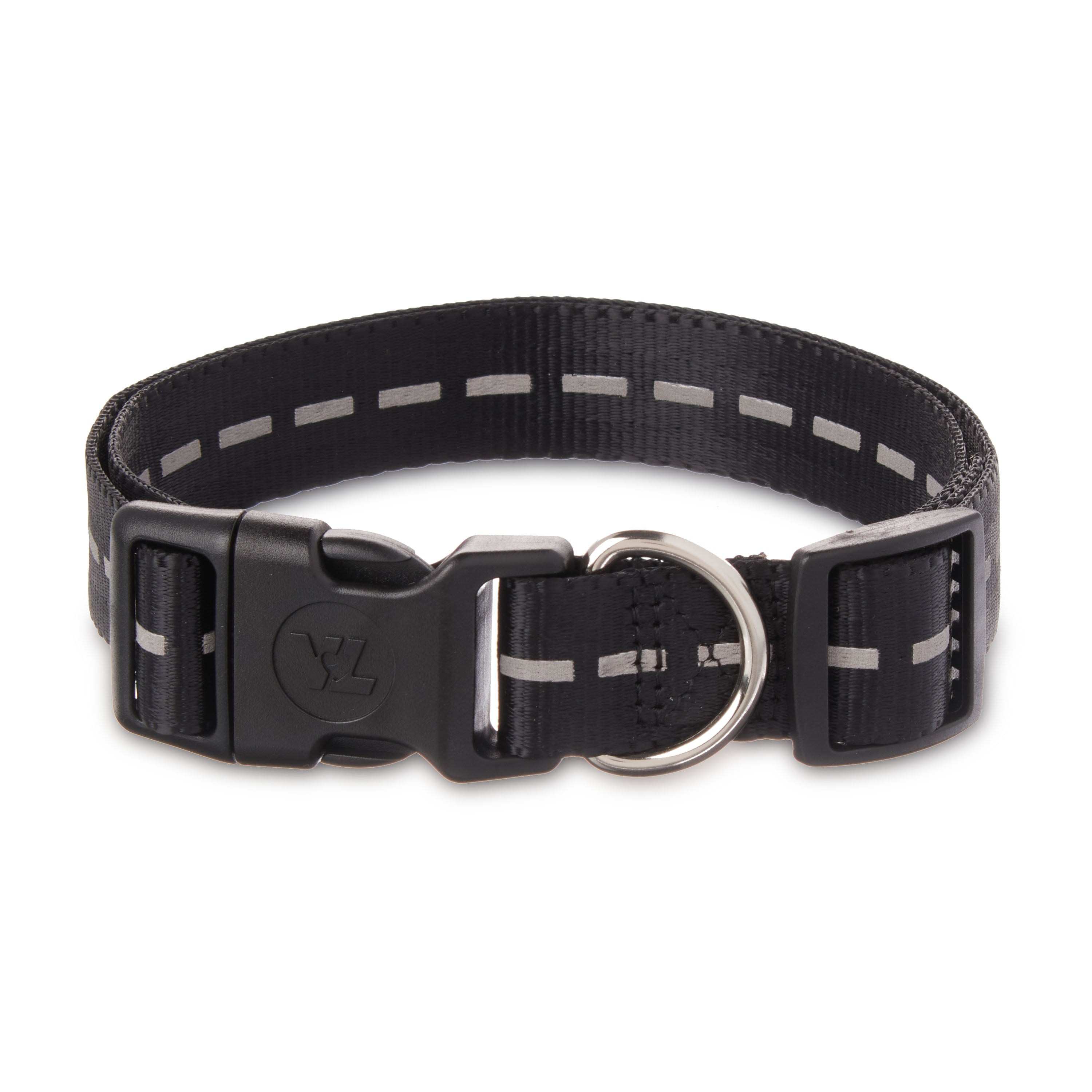 Vibrant Life Solid Nylon Adjustable Dog Collar， Black， Large