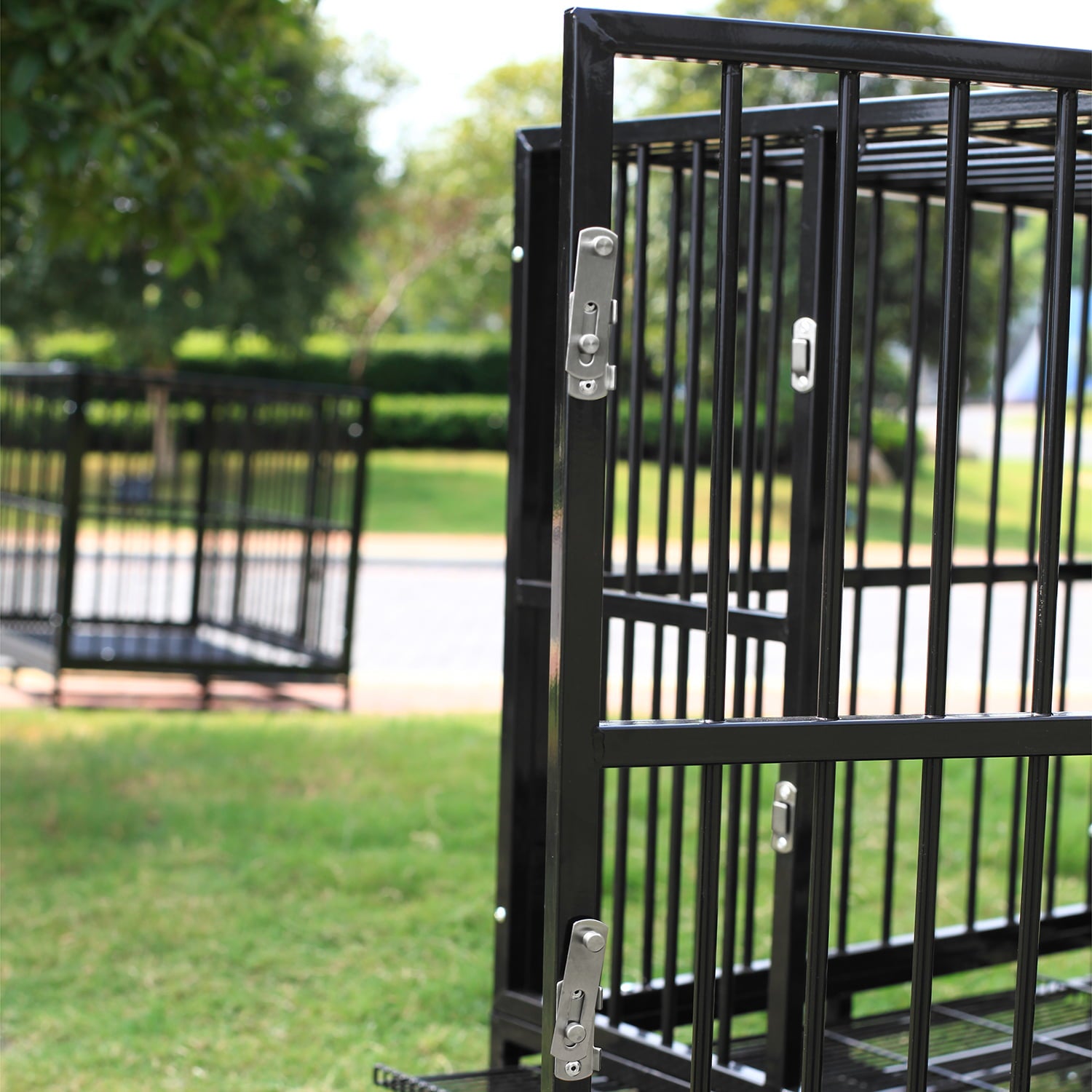 Wonline Metal Heavy Duty Dog Cage with Wheels， Black