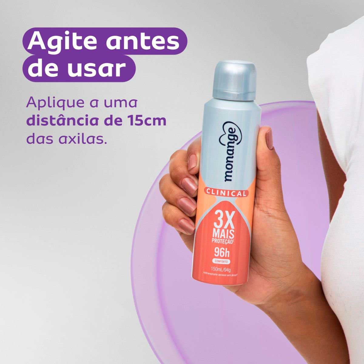 Desodorante Clinical Conforto Aerossol Antitranspirante Monange Feminino 150ml