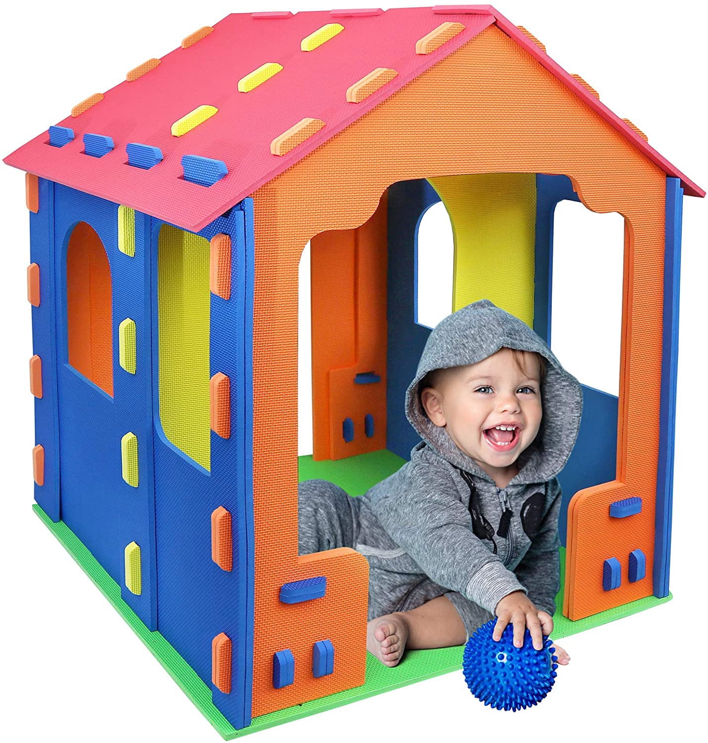 Click N' Play Giant Kids Foam Playhouse Play Tent for Boy and Girls Indoor and Outdoor, Interlocking Eva Foam Tiles.