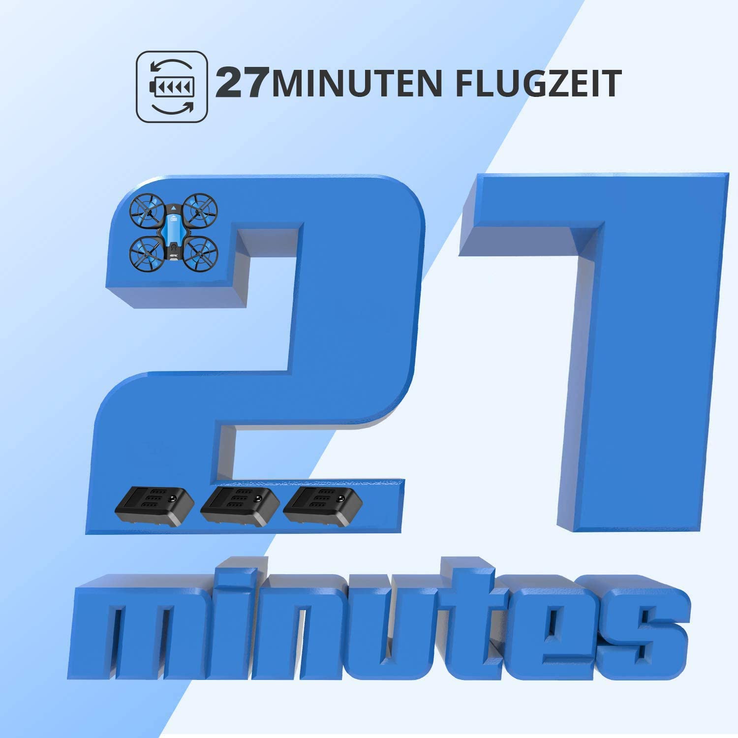 4DRC Drone Mini with 720P HD Camera for Adults and Children FPV Real-Time Video， 3 Modular Batteries Blue