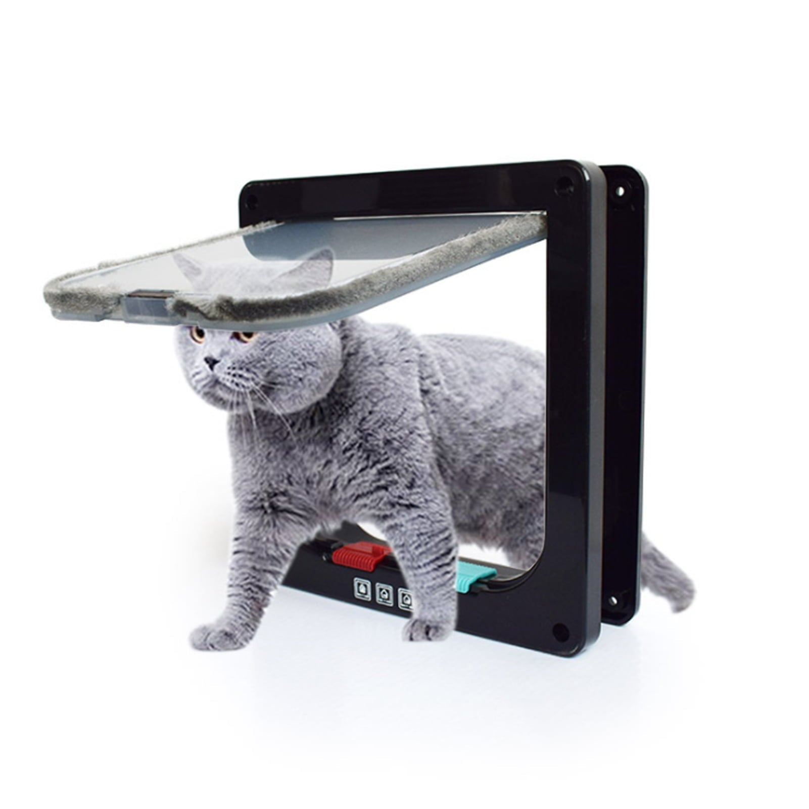 Tickas Cat Flap Door 4 Way Locking Pet Cat Puppy Door for Interior Exterior Doors Gate Frame