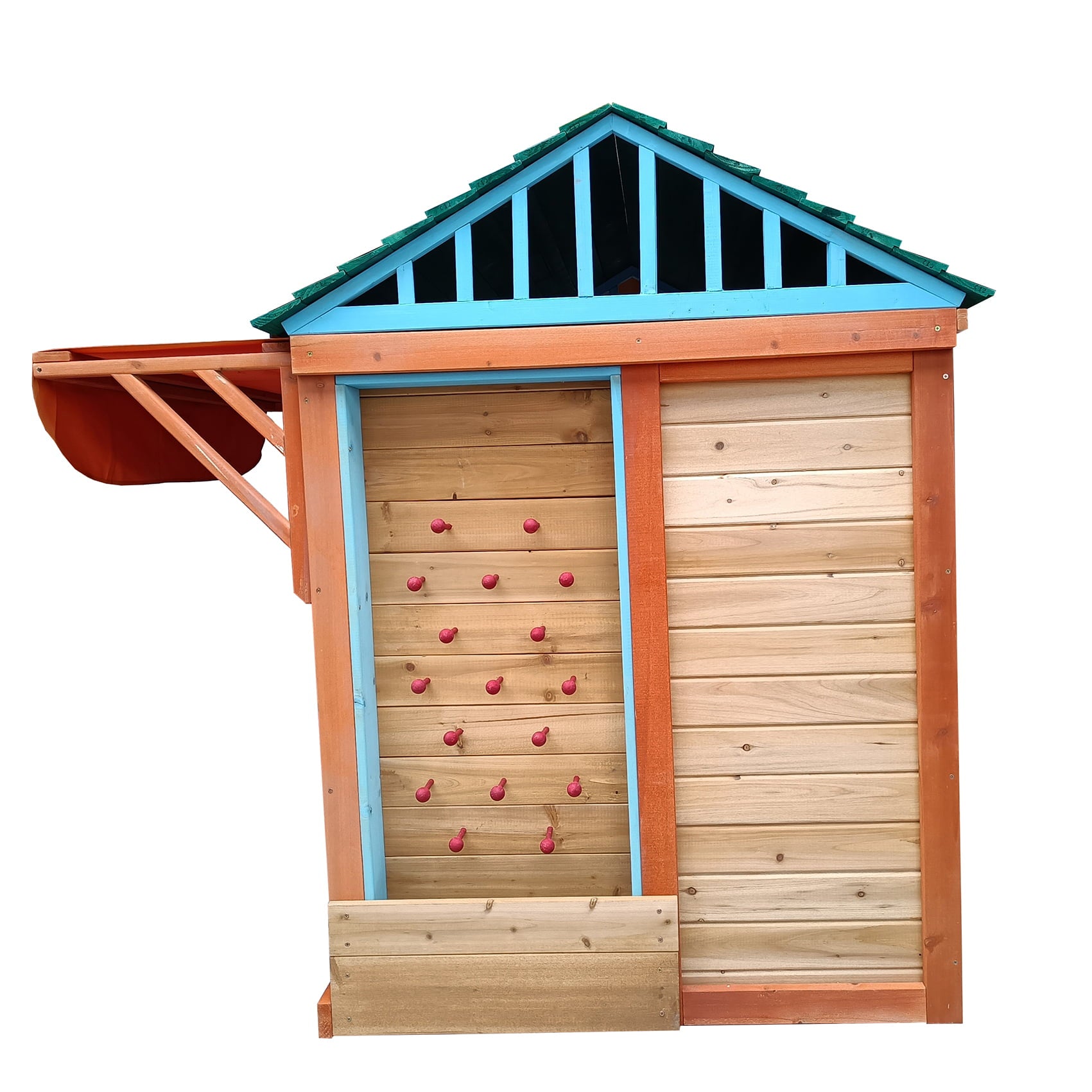 Game House for Kids 4-in-1 Garden Playhouse with Different Games on Every Surface, Solid wood, 61.4"L x 45.98"W x 64.17"H