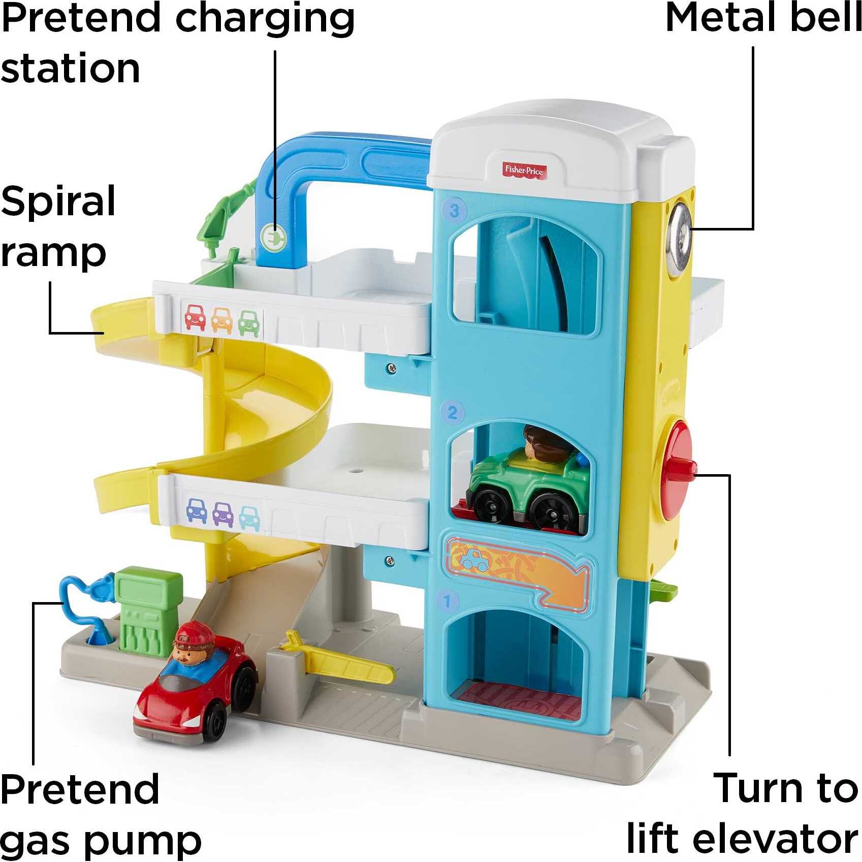 Fisher-Price Little People Helpful Neighbor’s Garage Toddler Playset with 2 Wheelies Cars