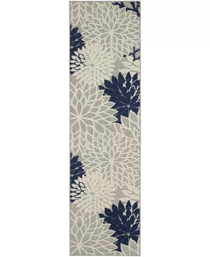 Nourison Aloha ALH05 Ivory and Navy 2' x 6' Runner Rug