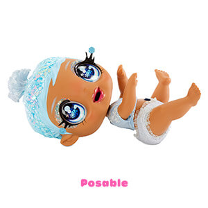 Glitter Babyz January Snowflake Baby (Blue) with 3 Magical Color Changes, Gift Toy for Girls Ages 3 4 5+